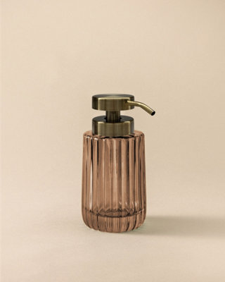 Cosmic Soap Dispenser, 300Ml, Resistant Glass, Large Button, Easy Refill, Ambar, Lido Collection - image 1