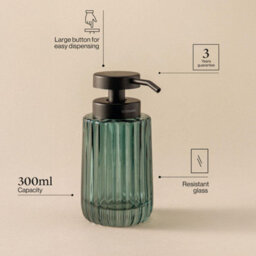 Cosmic Soap Dispenser, 300Ml, Resistant Glass, Large Button, Easy Refill, Ambar, Lido Collection - thumbnail 7