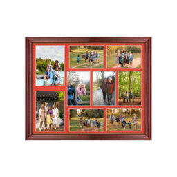 AK Frames 20X16 Rose Wood Classic Multi Photo Frame With Poppy Red Mount - Holds 9 Apertures (2X) 7X5, (7X) 6X4 Photos - thumbnail 1