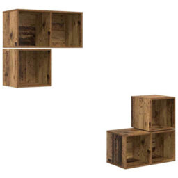Berkfield Modern Tv Cabinet Set 4 Pcs Old Wood 37 X 37 X 72 Cm Engineered Wood - thumbnail 1