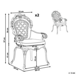 Beliani Set Of 2 Garden Chairs With Cushions Lizzano Metal Dark Brown - thumbnail 3
