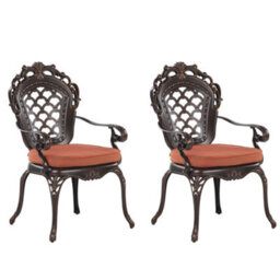 Beliani Set Of 2 Garden Chairs With Cushions Lizzano Metal Dark Brown - thumbnail 1