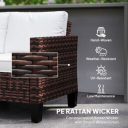 Wyld Haus Palo Brown Pe Rattan 2-Seater Outdoor Sofa With Cream Cushions - thumbnail 5