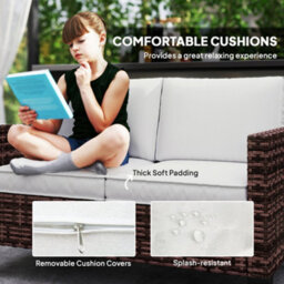 Wyld Haus Palo Brown Pe Rattan 2-Seater Outdoor Sofa With Cream Cushions - thumbnail 6