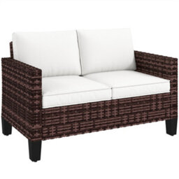 Wyld Haus Palo Brown Pe Rattan 2-Seater Outdoor Sofa With Cream Cushions - thumbnail 2