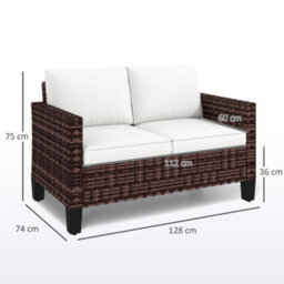 Wyld Haus Palo Brown Pe Rattan 2-Seater Outdoor Sofa With Cream Cushions - thumbnail 3