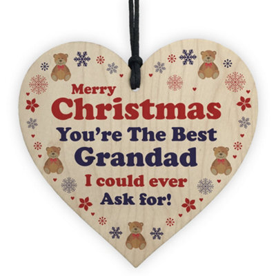 Red Ocean Grandad Christmas Wood Heart Bauble Decoration Gift For Grandad Gifts For Him - image 1