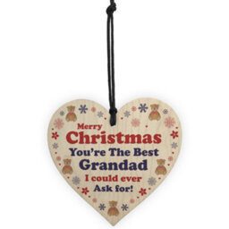 Red Ocean Grandad Christmas Wood Heart Bauble Decoration Gift For Grandad Gifts For Him - thumbnail 5