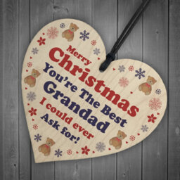 Red Ocean Grandad Christmas Wood Heart Bauble Decoration Gift For Grandad Gifts For Him - thumbnail 6