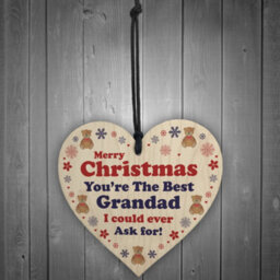 Red Ocean Grandad Christmas Wood Heart Bauble Decoration Gift For Grandad Gifts For Him - thumbnail 2