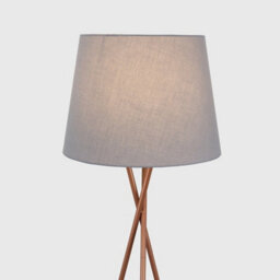 Valuelights Camden Copper Tripod Floor Lamp With Grey Tapered Shade And Bulb - thumbnail 2
