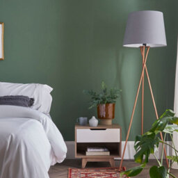 Valuelights Camden Copper Tripod Floor Lamp With Grey Tapered Shade And Bulb - thumbnail 5