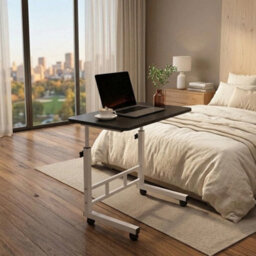 Black Adjustable Height Computer Desk Small Space Overbed Home Office Laptop Table - thumbnail 4