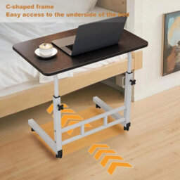 Black Adjustable Height Computer Desk Small Space Overbed Home Office Laptop Table - thumbnail 5
