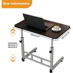 Black Adjustable Height Computer Desk Small Space Overbed Home Office Laptop Table - thumbnail 1