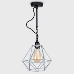 Valuelights Huber Satin Black Wall/ceiling Light Fitting With Grey Metal Cage Shade And 4W Led Bulb In Warm White - thumbnail 4