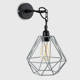 Valuelights Huber Satin Black Wall/ceiling Light Fitting With Grey Metal Cage Shade And 4W Led Bulb In Warm White - thumbnail 6