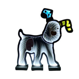 Samuel Alexander 40Cm Infinity Light Up Snowdog Christmas Decoration With White Leds On Wooden Base - thumbnail 3