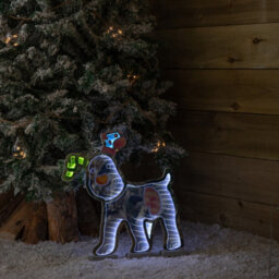 Samuel Alexander 40Cm Infinity Light Up Snowdog Christmas Decoration With White Leds On Wooden Base - thumbnail 8