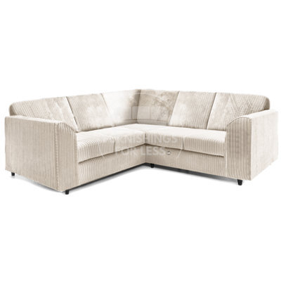 Furnishings For Less UK Ferguson Cream 5 Seater Fabric Corner Sofa L Shaped Jumbo Cord - Full Back - image 1