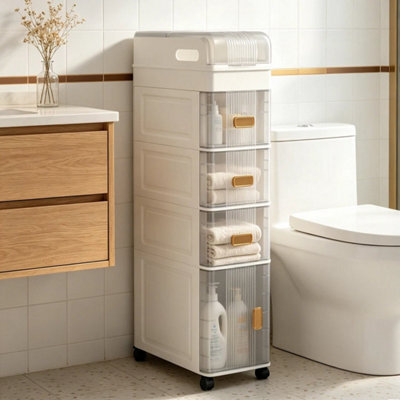 4 Tier Slimline Bathroom Storage Cabinet Narrow - image 1
