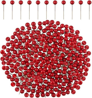 Festive Fix Christmas Holly Berries 300 Pack Red Artificial Berry Picks For Wreaths Garlands Trees And Holiday Craft Decorations - image 1