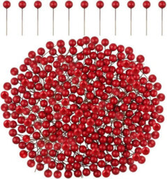 Festive Fix Christmas Holly Berries 300 Pack Red Artificial Berry Picks For Wreaths Garlands Trees And Holiday Craft Decorations