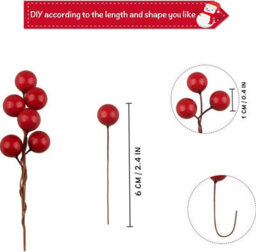 Festive Fix Christmas Holly Berries 300 Pack Red Artificial Berry Picks For Wreaths Garlands Trees And Holiday Craft Decorations - thumbnail 2