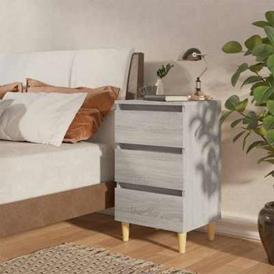 Berkfield Bed Cabinet With Solid Wood Legs Grey Sonoma 40X35X69 Cm - image 1
