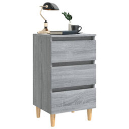 Berkfield Bed Cabinet With Solid Wood Legs Grey Sonoma 40X35X69 Cm - thumbnail 4