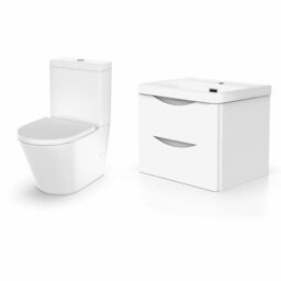 Nes Home Basin Sink Vanity Cabinet Wall Hung & Rimless Close Coupled Toilet Merton - thumbnail 7