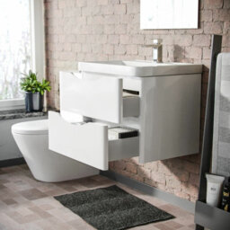 Nes Home Basin Sink Vanity Cabinet Wall Hung & Rimless Close Coupled Toilet Merton - thumbnail 5