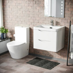 Nes Home Basin Sink Vanity Cabinet Wall Hung & Rimless Close Coupled Toilet Merton - thumbnail 1
