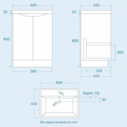 Nes Home Basin Sink Vanity Cabinet Wall Hung & Rimless Close Coupled Toilet Merton - thumbnail 8