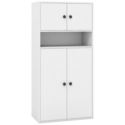 111 Cm Tall Bookcase 4 Tier Modern Storage Organizer With 4 Doors - thumbnail 3