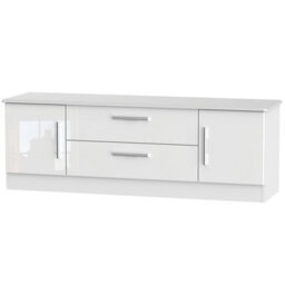 Harrow 2 Door 2 Drawer Superwide Tv Unit In White Gloss (Ready Assembled) - thumbnail 1