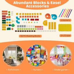 Costway 6-In-1 Multi-Activity Kids Play Table & Chair Set Folding Kids Painting Easel - thumbnail 8