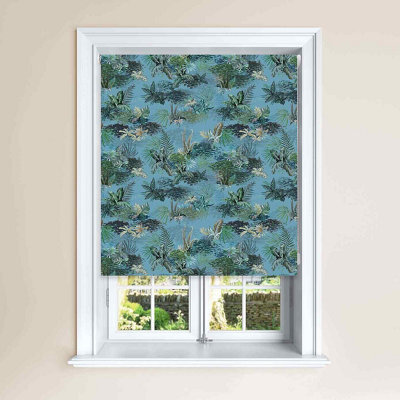 Lister Cartwright Jungle Design Blackout Roller Blinds Easy Fit Child Safety Included - Periwinkle , 60 X140 Cm - image 1
