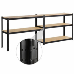 5 Tier Black Metal Garage Shelving Unit Extra Wide Storage Shed Shelves Racking - thumbnail 3