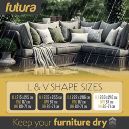 Futura 420D L Shaped 260X210X80Cm Waterproof Garden Furniture Cover, Outdoor Patio Weatherproof Rattan Sofa Shield - thumbnail 5