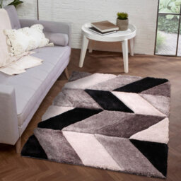 Grey Shaggy Modern Sparkle Geometric Easy To Clean Rug For Dining Room Bed Room And Living Room-80Cm X 150Cm - thumbnail 1