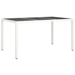 Berkfield Garden Table 150X90X75 Cm Tempered Glass And Poly Rattan White - thumbnail 2