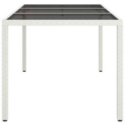 Berkfield Garden Table 150X90X75 Cm Tempered Glass And Poly Rattan White - thumbnail 4