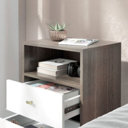 Homcom Bedside Tables Set Of 2, Modern Nightstand With 2 Drawers And Open Cubby - thumbnail 9