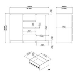 Wyld Haus Budapest Oak-Effect Sideboard 4 Drawers 2 Doors - thumbnail 8