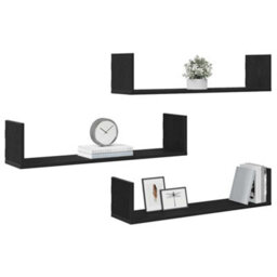 Walplus Wall Shelves 3 Pcs Black Oak 80X18X18 Cm Engineered Wood - thumbnail 4