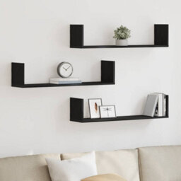 Walplus Wall Shelves 3 Pcs Black Oak 80X18X18 Cm Engineered Wood - thumbnail 1
