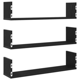 Walplus Wall Shelves 3 Pcs Black Oak 80X18X18 Cm Engineered Wood - thumbnail 7