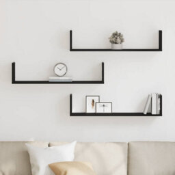 Walplus Wall Shelves 3 Pcs Black Oak 80X18X18 Cm Engineered Wood - thumbnail 3