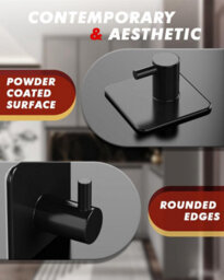 5 Pack Self Adhesive Hooks, Heavy Duty Max 10Kg, 304 Stainless Steel - Black - thumbnail 6